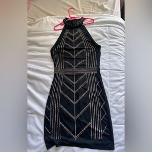 tight black windsor gemstone dress